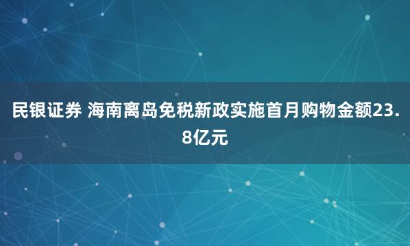 民银证券 海南离岛免税新政实施首月购物金额23.8亿元
